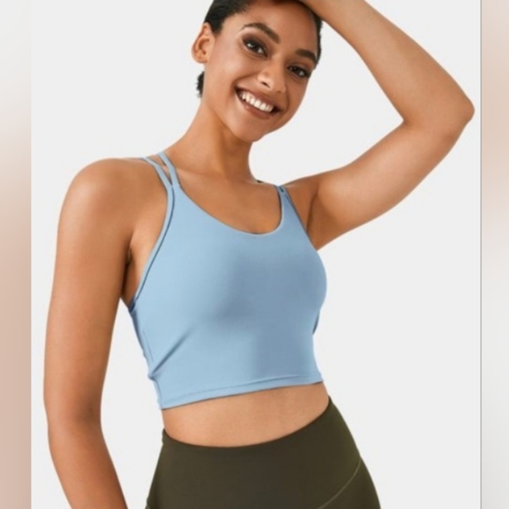 HALARA Light Blue Double Strap Cropped Yoga Top Size XL BNWT